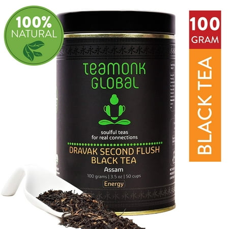 Assam Organic Black Tea | 100% Natural Loose Leaf Tea | Dravak Second Flush Black Tea for Energy Booster | No Additives, USDA Organic Certified - 3.5oz (50 Cups) Assam Organic Black Tea Loose Leaf
