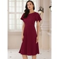 thumbnail image 2 of DARING DIVA Ruffled Sleeve Midi A-Line Pleated Work Dress XL Dark Red, 2 of 6