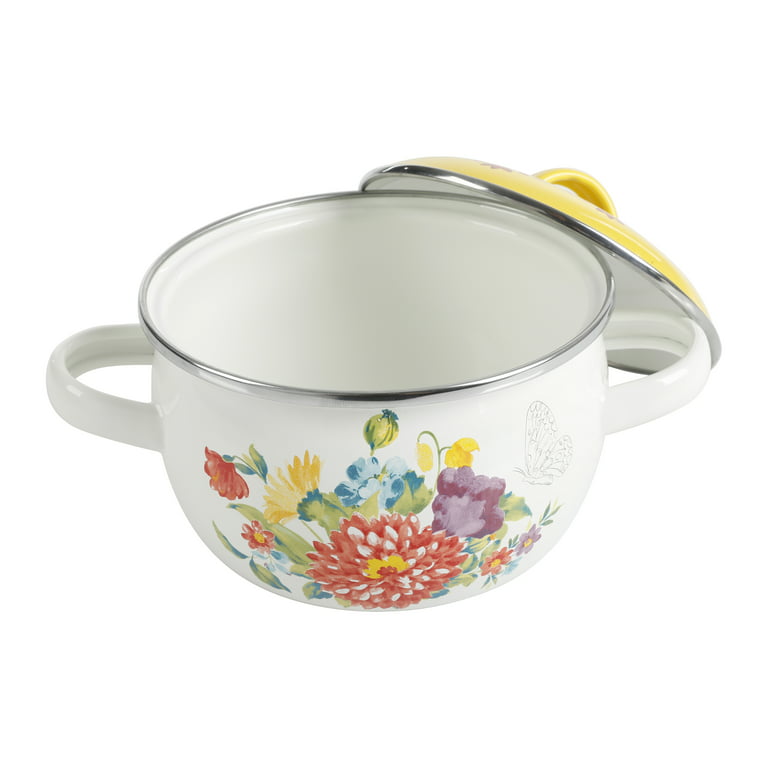 The Pioneer Woman Breezy Blossom Enamel on Steel Dutch Oven with Lid 🌸  Capacity: 4 Quart / 3.78 L Made of Enameled Steel Hand Wash…