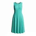 thumbnail image 5 of ZHYou Sleeveless Sundresses for Women Casual Striped Printed Crewneck Stretch Summer Vacation Beach Dresses Sky Blue XL, 5 of 6