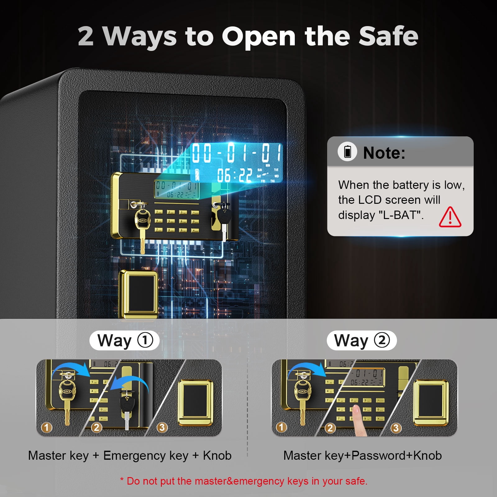 SRWTRCHRY 5.0 Cubic Home Safes,with Interior Safe Lock Box, Fire-Resistant and Water-Resistant Safe Bag, Dual Key System Safety Box with Code, Wall-Mount Large Safes, Floor Safes
