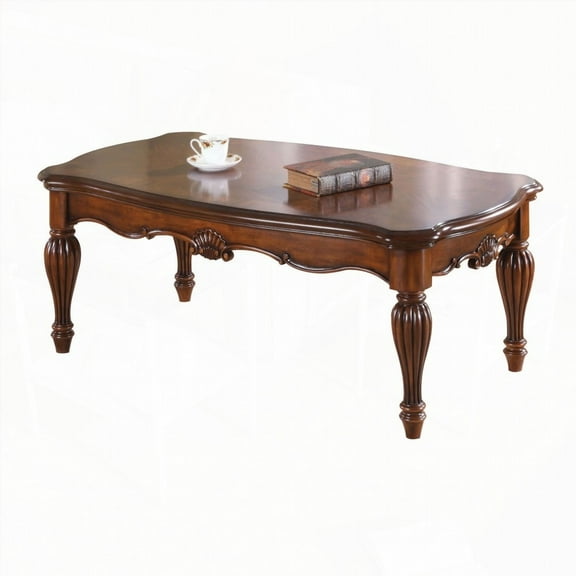 Cherry Coffee Table with Turned Legs and Spacious Rectangle Top