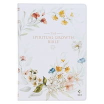 The Spiritual Growth Bible, Study Bible, NLT - New Living Translation Holy Bible, Faux Leather, White Printed Floral