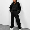 thumbnail image 2 of biudgviw Womens Sweatsuit Outfits Casual Long Sleeve Half Zipped Oversized Sweatshirt Fleece Warm Jogger Pants Sets, 2 of 6