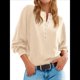 thumbnail image 3 of Suéter de Cuello Redondo con Botones para Mujer, Camisetas Henley de Larga de Otoño, Tops de Punto Holgados A Crema S, 3 of 8
