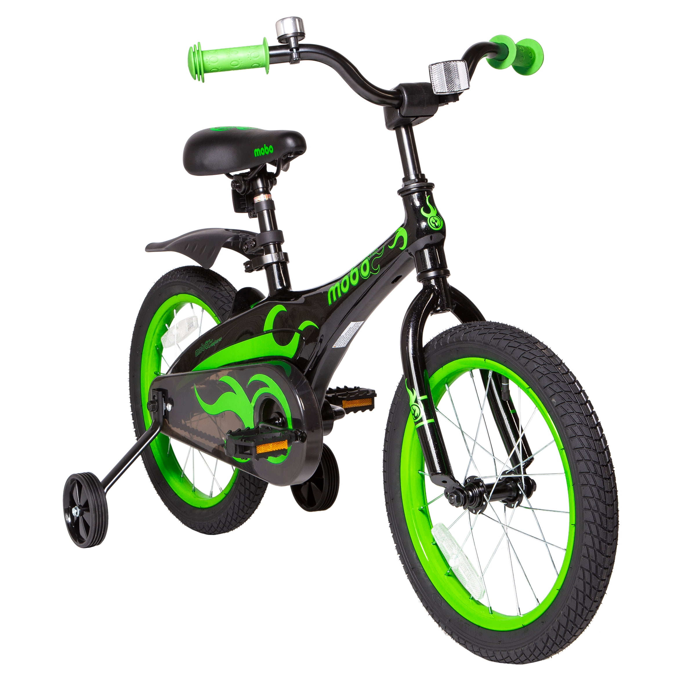 Mobo Lite Bike w/Training Wheels. 16" Child Bicycle, Green