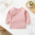 thumbnail image 2 of FINALGANG Infant Baby Boys Girls Long Sleeve Kimono Wrap Top Solid Color Side Snap Closure Soft Basic Shirt For Newborn Daily Wear Casual Top, 2 of 3
