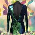 thumbnail image 2 of KHONTS Men's Sequins Velvet Shawl Lapels Stage Party Prom Wedding Dinner Suit Jacket Blazer Green XS, 2 of 3
