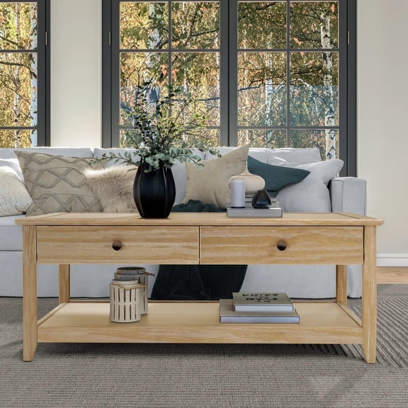 Greenport Coffee Table, Solid Wood with a Brushed Driftwood Finish