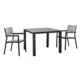 thumbnail image 1 of Modway Principale 3 Pièces Moderne Aluminium Patio Salle à Manger Ensemble - Brun/gris, 1 of 6