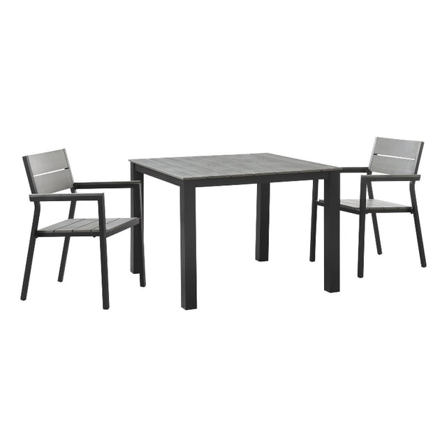 Modway Principale 3 Pièces Moderne Aluminium Patio Salle à Manger Ensemble - Brun/gris