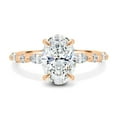 thumbnail image 2 of Este Origin 2.2ct Oval Diamond with Round and Pear Side Stones Trilogy Moissanite Engagement Ring in 10K Rose Gold US 7., 2 of 7