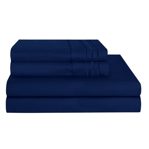 1500 Wrinkle Free Microfiber Bed Sheet Set Deep Pocket -California King Navy Blue