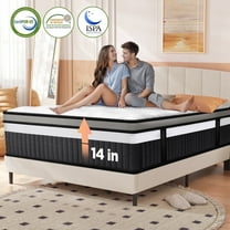 Queen Mattress, 14 Inch Gel Memory Foam Hybrid Mattress in a Box, Cooling & Breathable Design, Zoned Pressure Relief, Medium Firm Feel, CertiPUR-US Certified