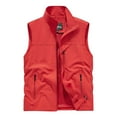 thumbnail image 3 of Mens Cargo Vest Sleeveless High Neck Lightweight Vest Jacket Casual Fishing Vest Golf Travel Outwear Sportwear Workout Tops for Men, Red (6X-Large), 3 of 4