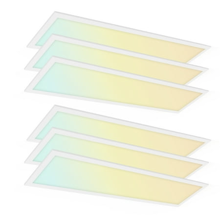 

RUN BISON 1x4 FT LED Flat Panel Troffer Light Wattage Adjustable 25/30/40W 3 Color Selectable 3000K-5000K 120-277V 0-10V Dimmable Recessed Back-Lit Drop Ceiling Lights Damp Rated - 6 PK