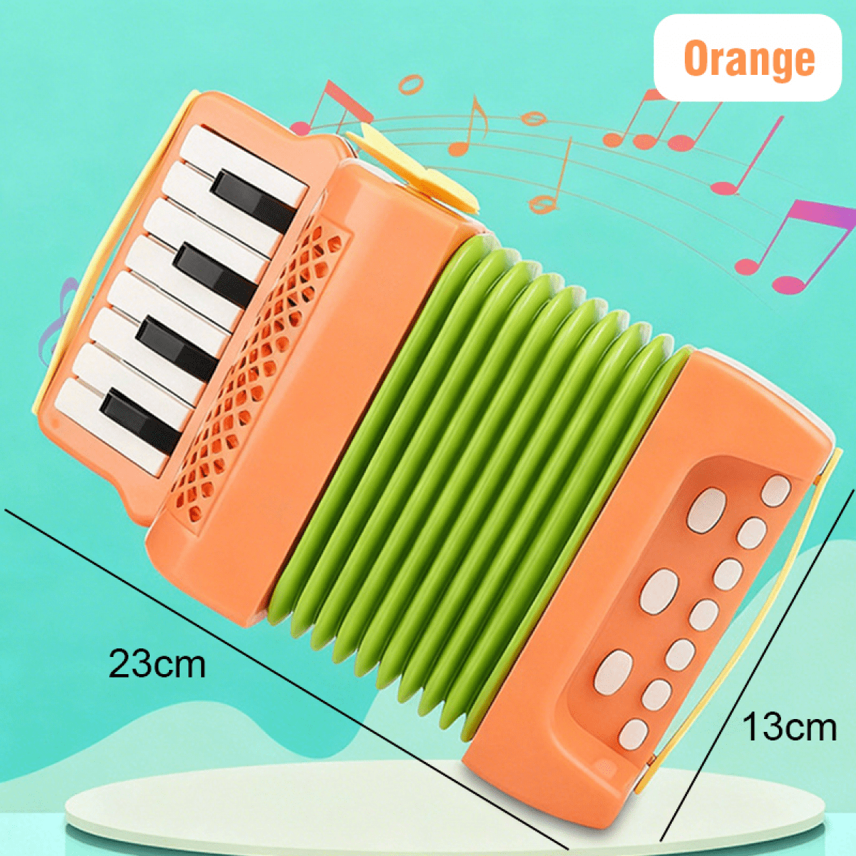 Kids Accordion Toy with 10 Keys Buttons, Mini Accordion & Piano Toys Musical Instruments for Boys Girls Beginners Early Education(Orange)