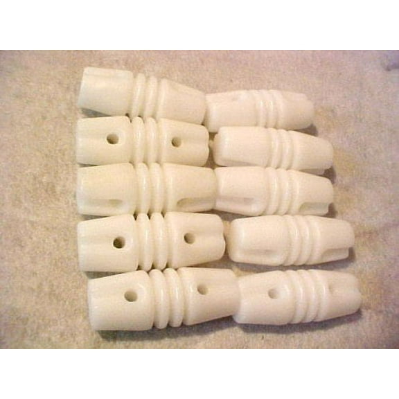 10 White Nylon Dog Bone Antenna Insulators For CB and Ham Radio
