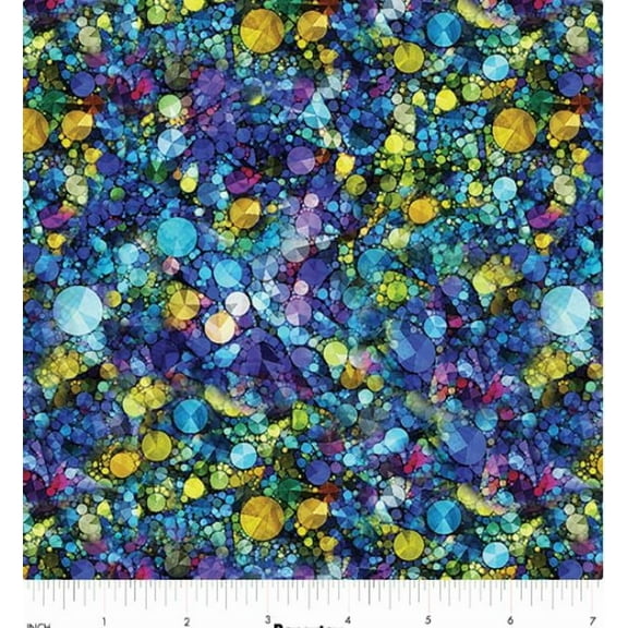 Cotton Sparkle Blue Cat Artistry Pebbles Rainbow Circles Bubbles Benartex Cotton Fabric Print by the Yard (16738-53)