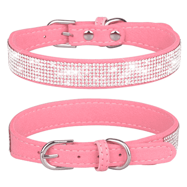 GASTROPOD Small Dog Collar,Faux Suede Dog Collar with Rhinestones,Adjustable Small Dog Collar with Sturdy Buckle