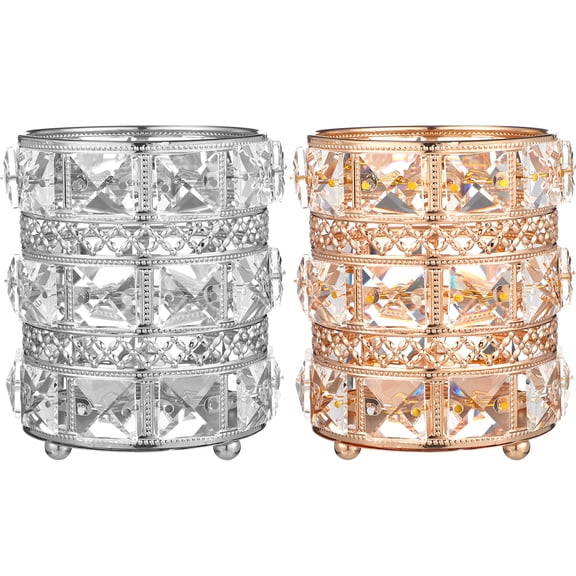 Set of 2 Rotating Makeup Brush Holders for Vanity Organizer Cabinet Storage