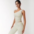 thumbnail image 3 of Women's One Shoulder Cropped Active Tank Top with Asymmetrical Neckline - Medium, Off White, 3 of 7