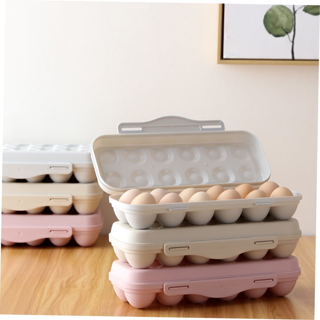HONMEET 2Pcs Grey Egg Storage Container Plastic Tray 18 Grids Stackable Refrigerator Organizer