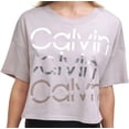 thumbnail image 3 of $39.50 Calvin Klein Women's Short Sleeve Rolled Cuff Cropped Top, Pink, XL, 3 of 4