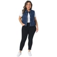thumbnail image 3 of DARING DIVA Women's Plus Collared Neck Button Down Waistcoat Jean Vest 4X Dark Blue, 3 of 6
