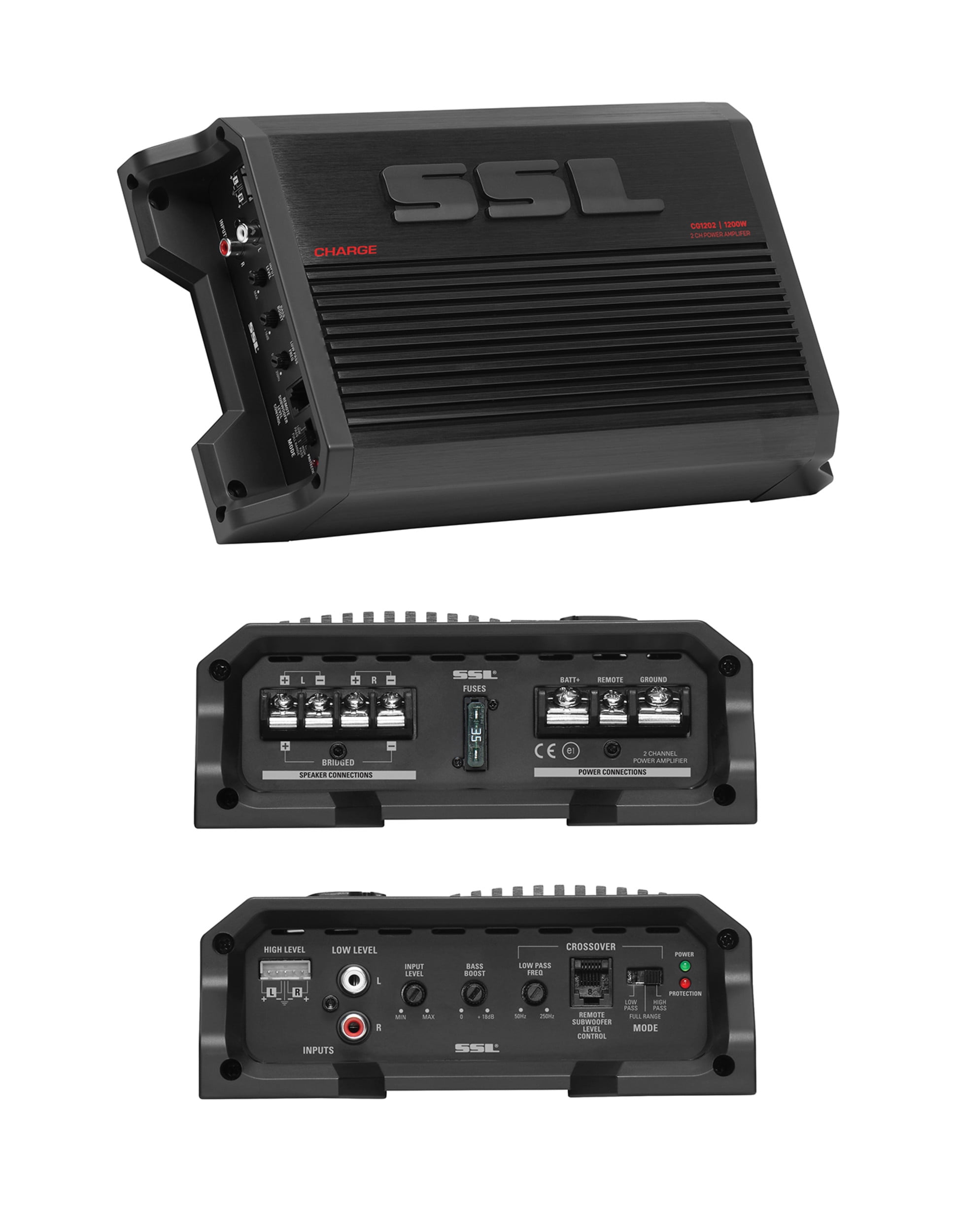 Sound Storm Laboratories CG1202 2 Channel 1200 Watt Car Amplifier, Bridgeable