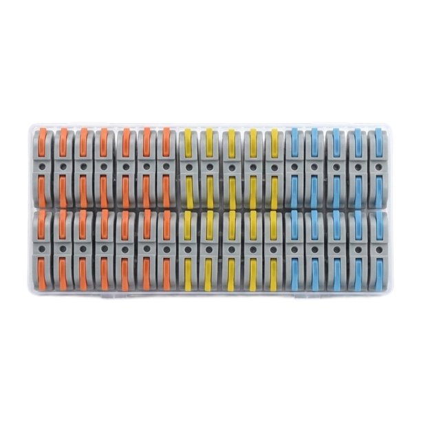 34 cables de palanca, conector rápido, aislados, profesionales, para cables eléctricos. Naranja Azul Amarillo