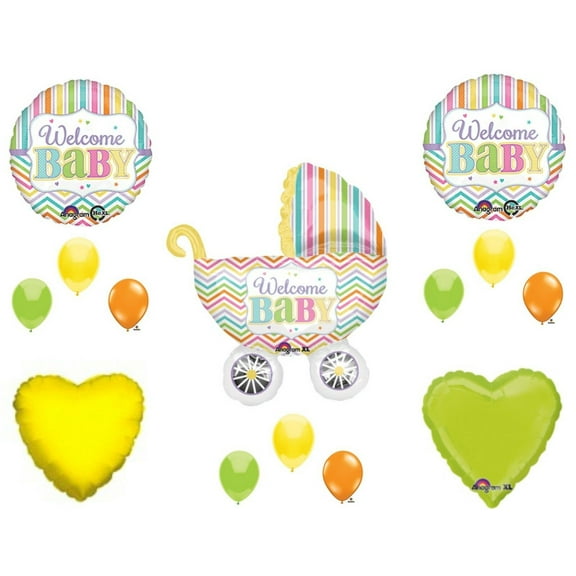 Welcome Baby Carriage Buggy Shower Balloons Decoration Supplies Boy Girl