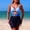 #065-Blue, variant on Women's Two-Tone Active Surf Set - Padded Bralette Top with Gold Flower & High-Waisted Wrap Skirt