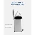 thumbnail image 4 of PYY Stainless Steel Bathroom Step Trash Can - 1.3 Gallon/5L, Soft-Close Lid, Removable Inner Bucket, Fingerprint-Proof, Rectangular Recycling Bin for Kitchen, Home Office, Silver - 21.0×18.8×27.9cm, 4 of 7