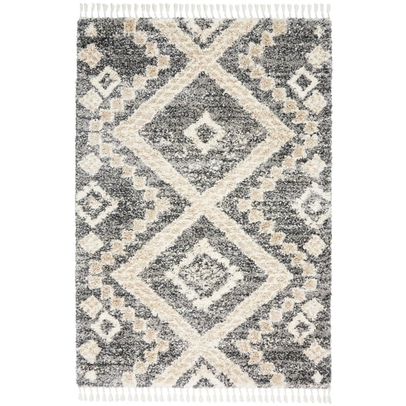 Nourison Scandinavian Shag SCN02 Grey/Ivory Area Rug 5'3" x 7'9"
