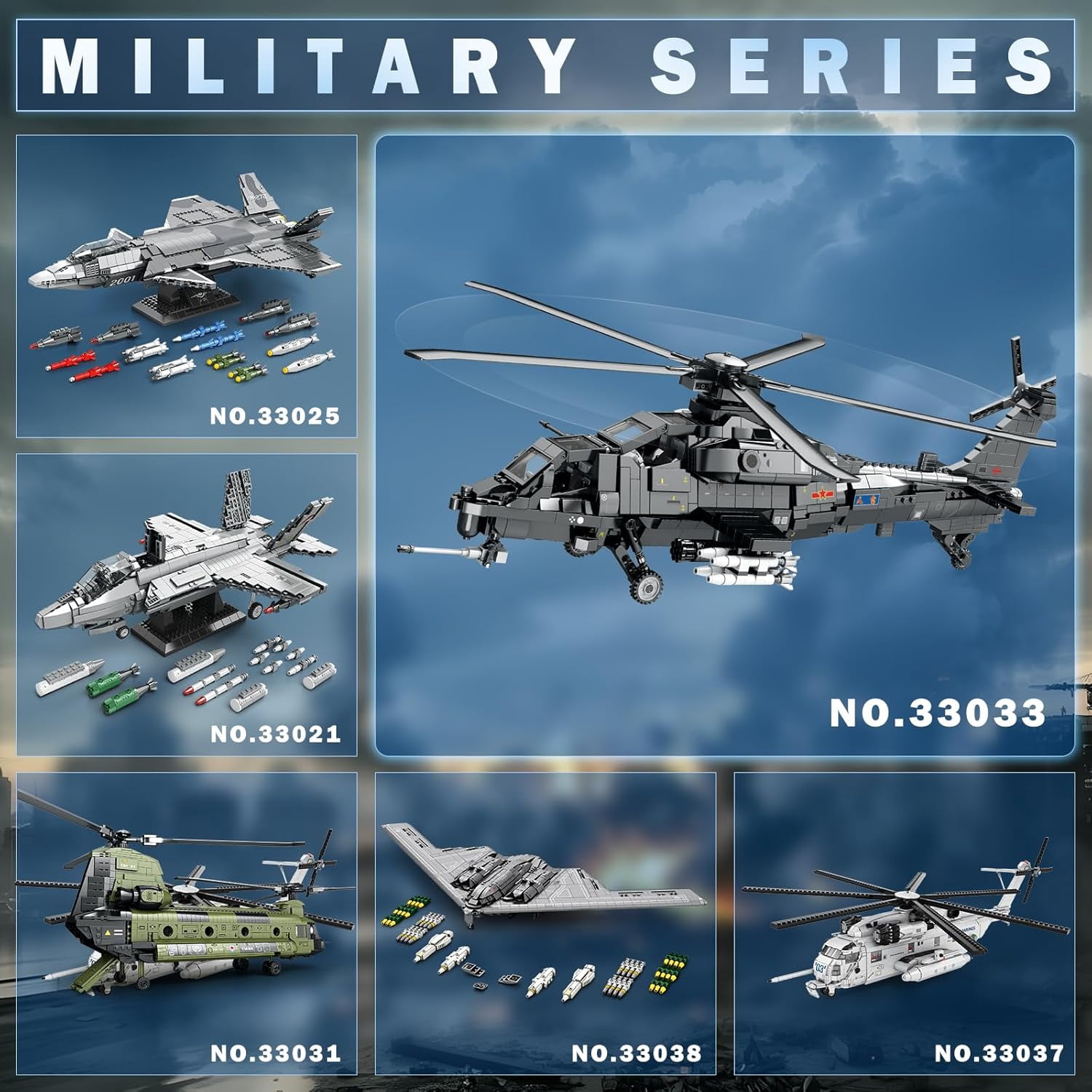 Ylutex Military Helicopter Building Block Set, WZ-10 Helicopter Toy Plane Model Home Decor, Military Army Airplane Building Kit for Adults(1366PCS)