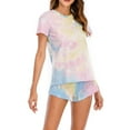 thumbnail image 5 of Edvintorg Pajamas 2 Piece Lounge Sets Fashion Women Tie-Dye Print Short Sleeve Top Shorts Tracksuit Nightwear Sleepwear Set Loungewear, 5 of 7