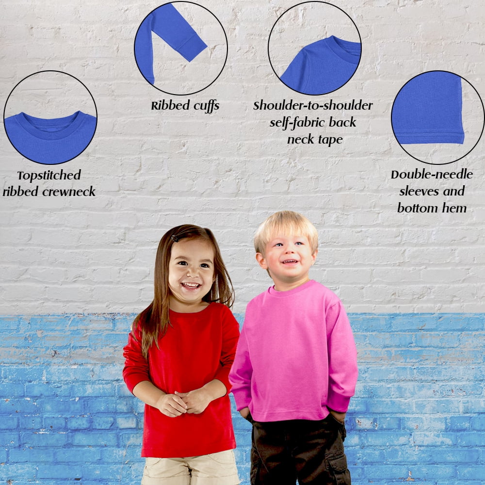 Toddler Girls Long Sleeve Basic T-Shirt, 3-Pack