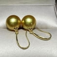 thumbnail image 2 of K-KED HUGE AAAA 11-12mm real natural round South Sea golden Pearl Earrings 14K gold, 2 of 4