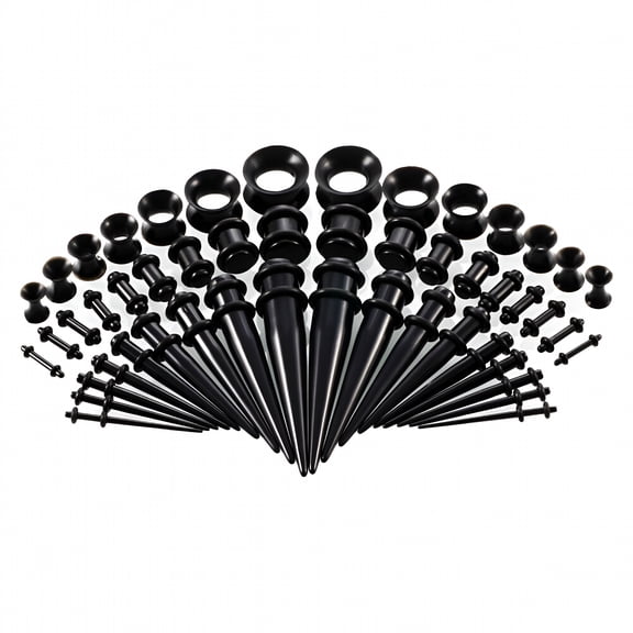 TUWAFE 50 Pcs Ear Stretching Kit Gauge Expander Acrylic Taper Plug Silicone Tunnel Dead Stretching Kit