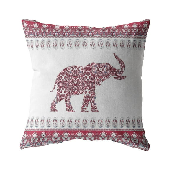 Paisley Elephant Indoor/Outdoor Pillow in Red 26x26