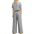 thumbnail image 6 of Breezora Women's Linen Shirt and Wide Leg Pants Set Loose Fit Summer Two Piece Outfit Breathable Cotton Linen Comfortable Wear M Size Grey, 6 of 8