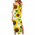 thumbnail image 1 of Robes Robe d'Été Mode Femmes Casual V-Cou Robes d'Impression d'Été Sans Manches Pull Robe Jaune L, 1 of 6