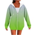 thumbnail image 1 of WRKEKC Womens Zip Up Hoodie Gradient Print Raglan Sleeve Hooded Sweatshirt with Drawstring Side Pockets Long Sleeve Fall and Winter Outerwear, 1 of 4
