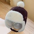 thumbnail image 3 of Kids Winter Ear Protection Hat Autumn Winter Children Lei Feng Hat with Fur Ball Decor Kids Outdoor Riding Hat with Ear, 3 of 5