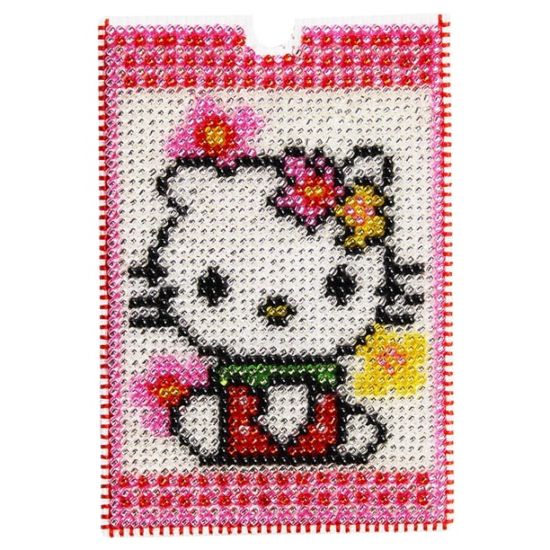 (SKU-04-KT Gato) tarjetas con bordado cuentas 6 7*9 7 cm Impresión precisión Punto cruz cuadrado pequeño Bordado cuentas Kit bricolaje con cuentas a mano tarjetas Serie dibujos animados