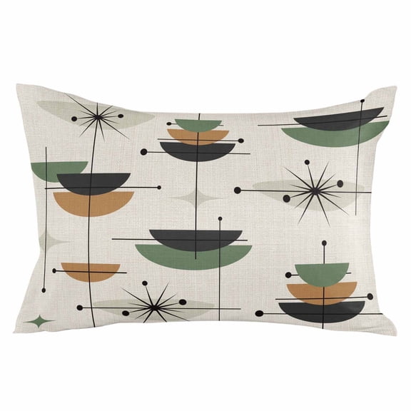 Outdoor Waterproof Throw Pillow Covers Set of 2 Boho Mid Century Pillowcases Lumbar Outdoor Pillows Cushion Case 20x12 Inch Green Orange Geometric Abstract Patio Pillows for Couch Sofa Bed