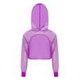 thumbnail image 4 of Hansber Fashion Girls Jazz Hip-Hop Dance Crop Top See-through Metallic Shiny Cropped Hoodie Sweatshirt Purple 10, 4 of 7