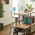 thumbnail image 3 of DecMode Metal Bar Stool with Backrest, Teal, 3 of 15