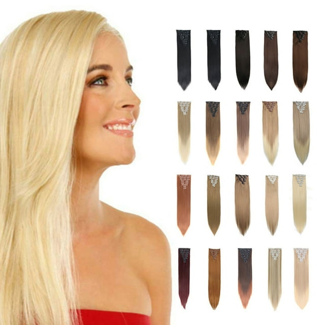 Fiudx Extensión de Cabello Invisible, Pieza de Fibra Recta de 24 Pulgadas Sin Costuras, Longitud y Volumen Instantáneos, Fácil de Poner y Quitar, Ajuste Cómodo, Aspecto Natural, Adecuada para Todos L
